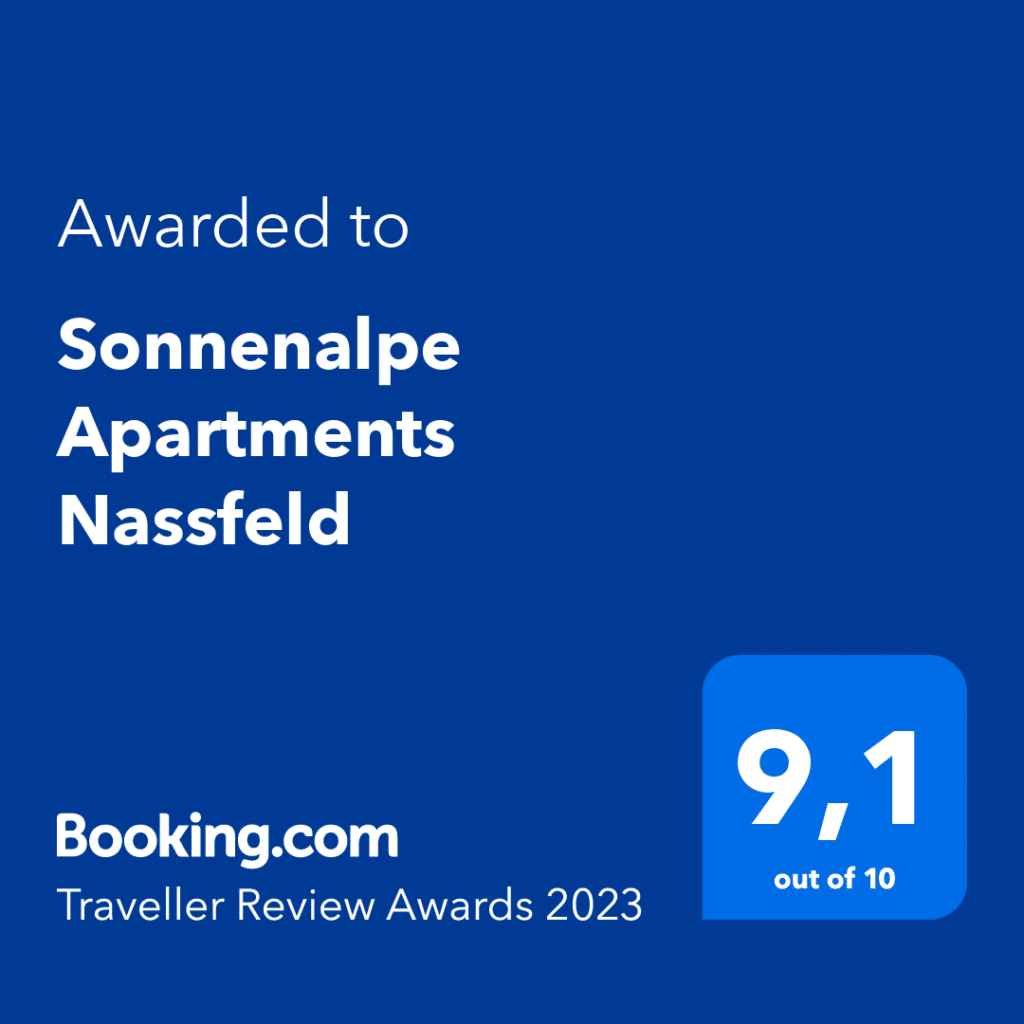 booking.com traveller award  - Sonnenalpe apartments